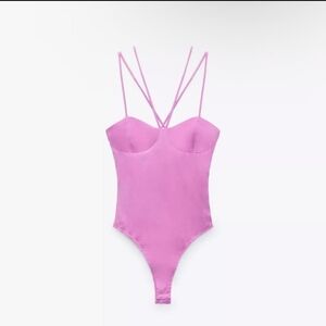Zara Pink Satin Bodysuit